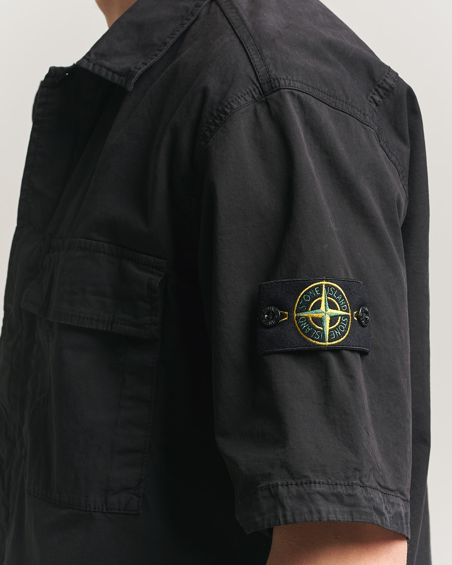 Herr | Skjortor | Stone Island | Organic Cotton Twill Short Sleeve Shirt Black