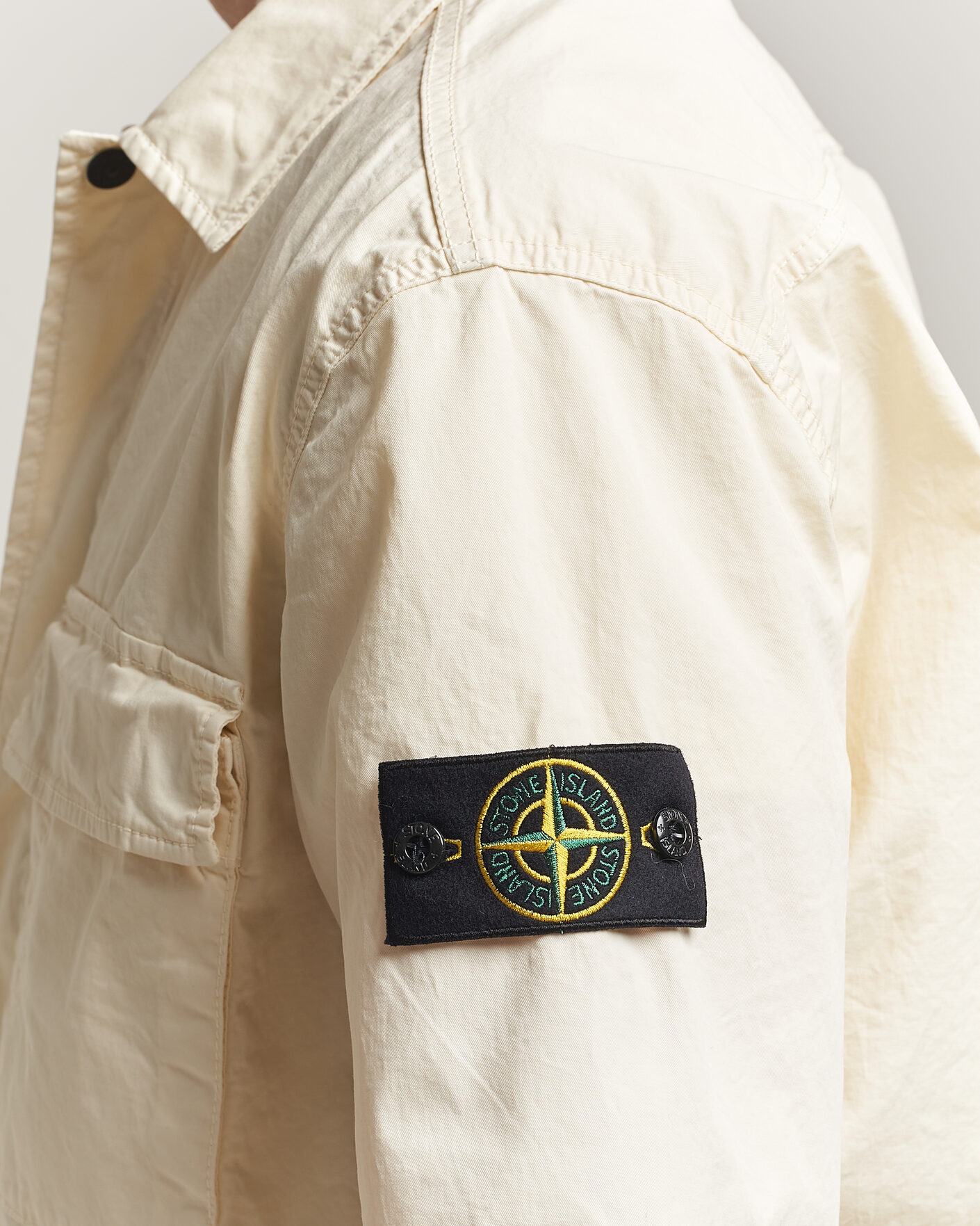 Herr | Skjortor | Stone Island | Organic Cotton Twill Short Sleeve Shirt Ivory