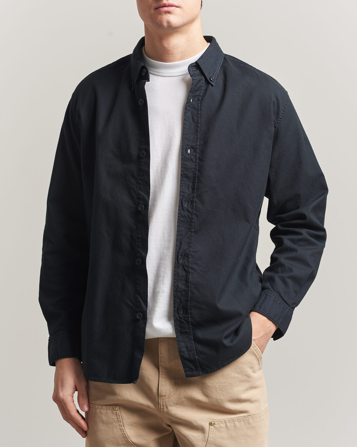 Herr | Skjortor | Stone Island | Organic Cotton Oxford Shirt Navy