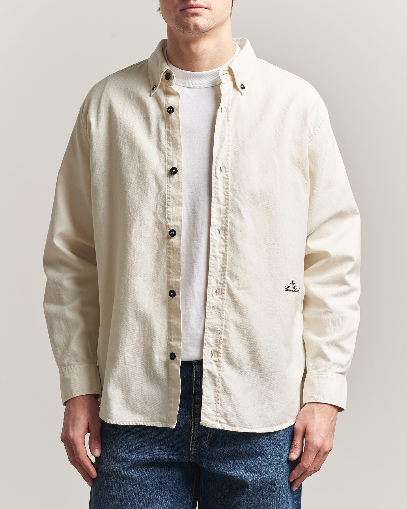 Herr | Skjortor | Stone Island | Organic Cotton Oxford Shirt Ivory