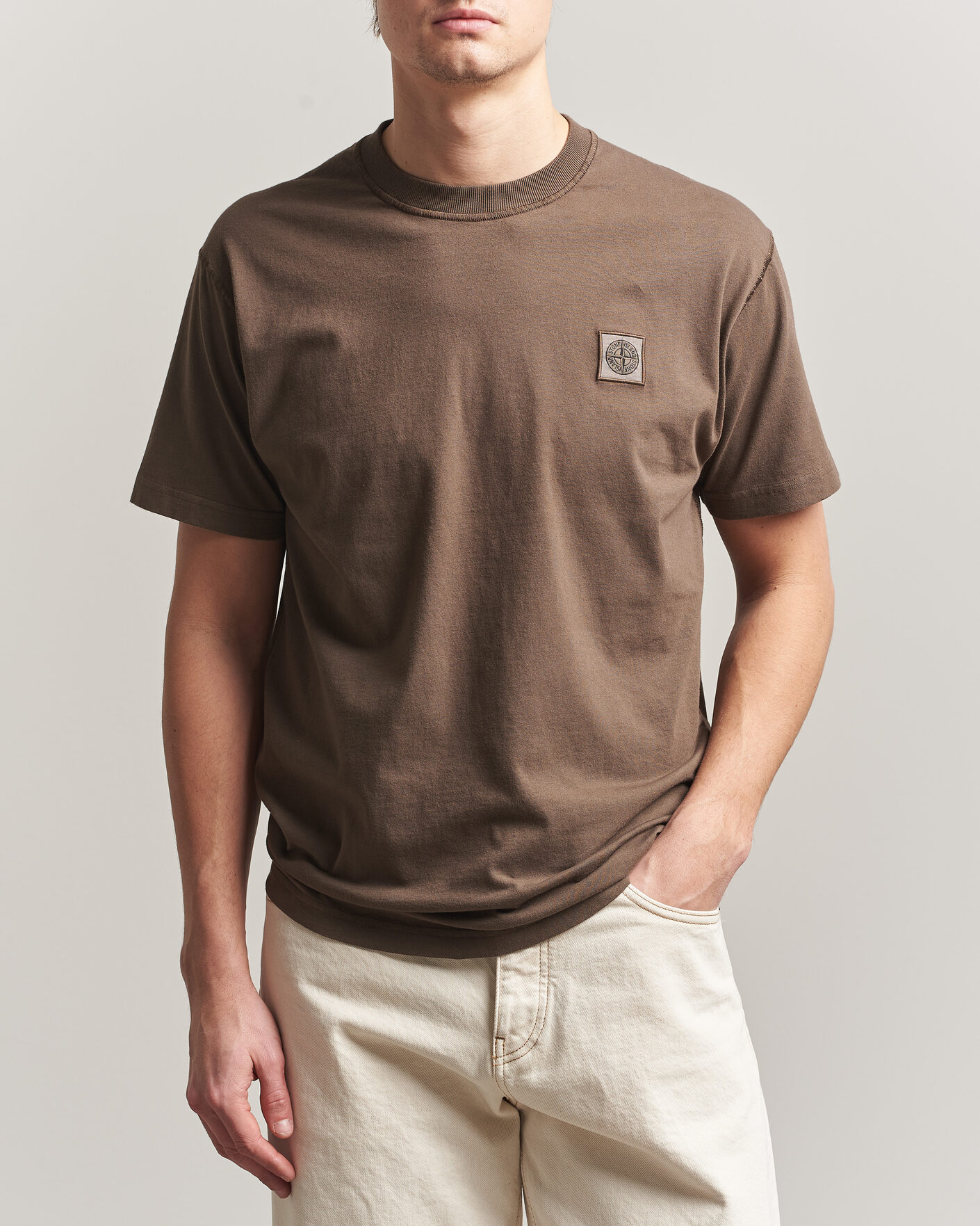 Herr | T-Shirts | Stone Island | Organic Cotton Fissato Effect T-Shirt Umber