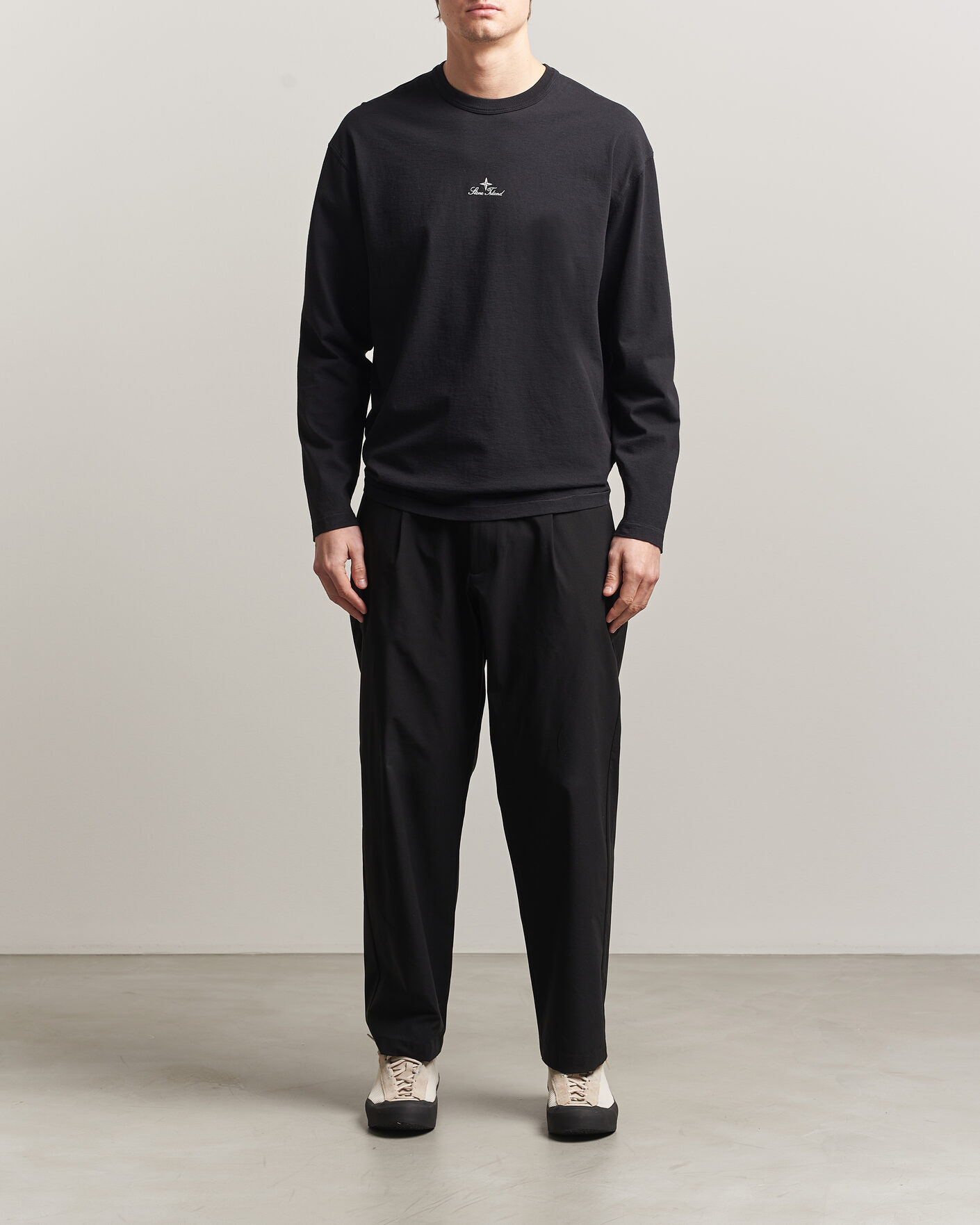 Herr | T-Shirts | Stone Island | Organic Cotton Jersey Long Sleeve Logo T-Shirt Black