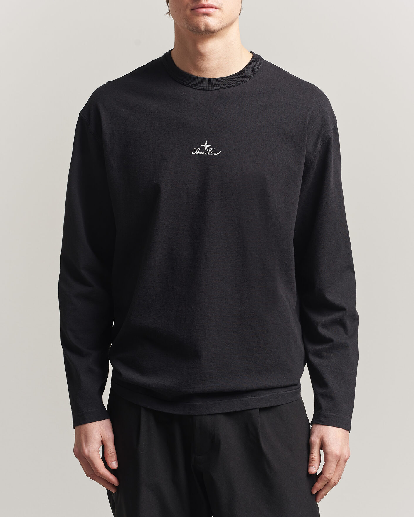 Herr | T-Shirts | Stone Island | Organic Cotton Jersey Long Sleeve Logo T-Shirt Black