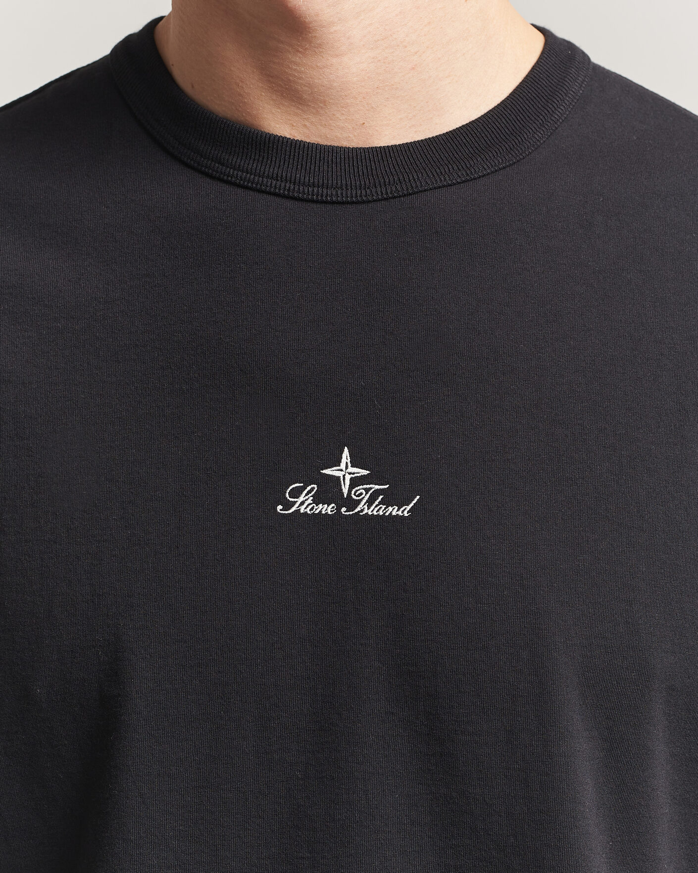 Herr | T-Shirts | Stone Island | Organic Cotton Jersey Long Sleeve Logo T-Shirt Black