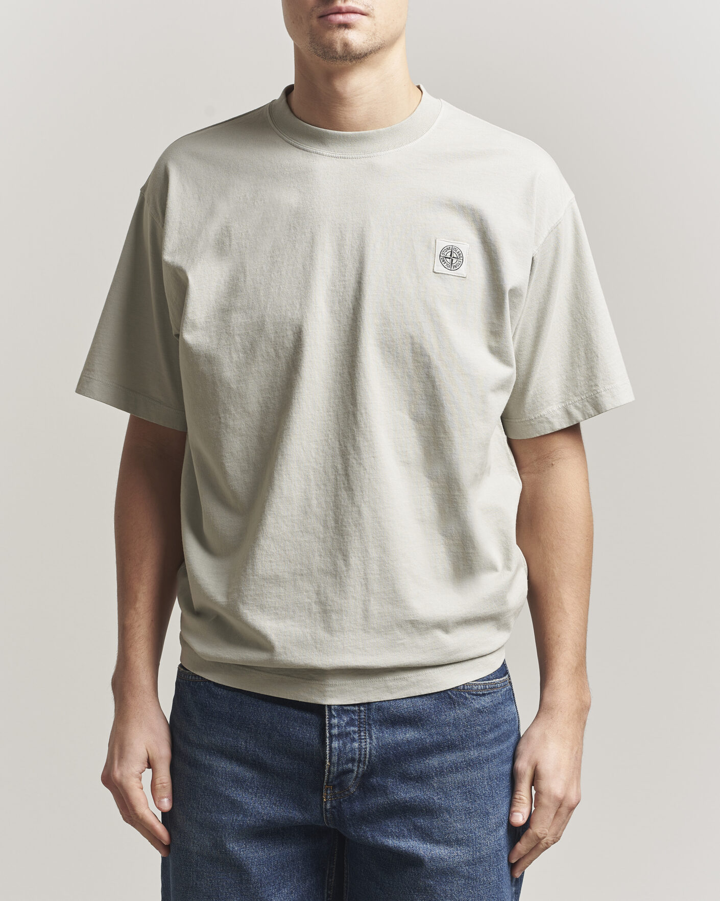 Herr | T-Shirts | Stone Island | Combed Organic Cotton T-Shirt Pearl Grey