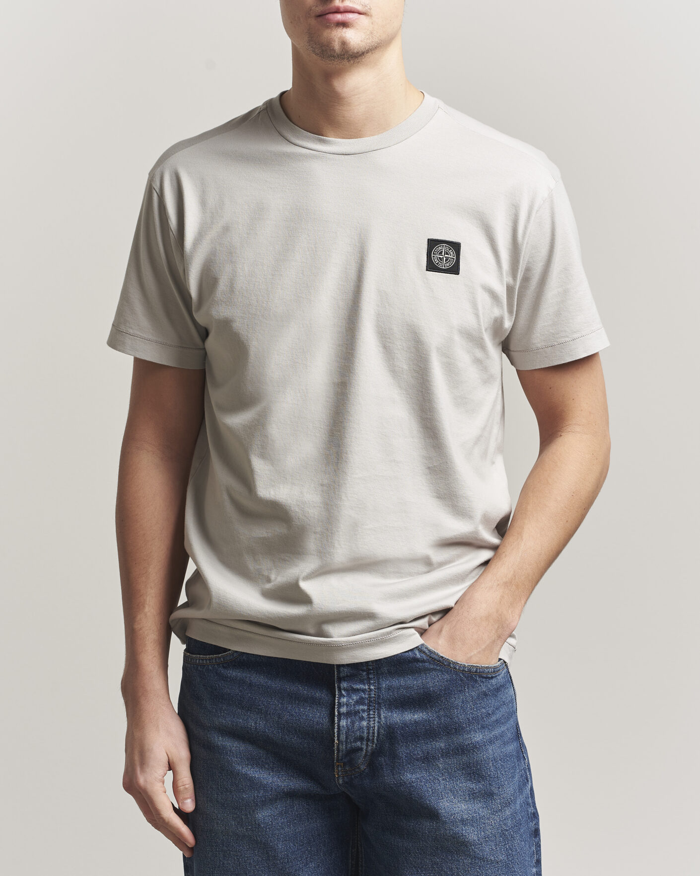 Herr | T-Shirts | Stone Island | Garment Dyed Cotton Jersey T-Shirt Pearl Grey