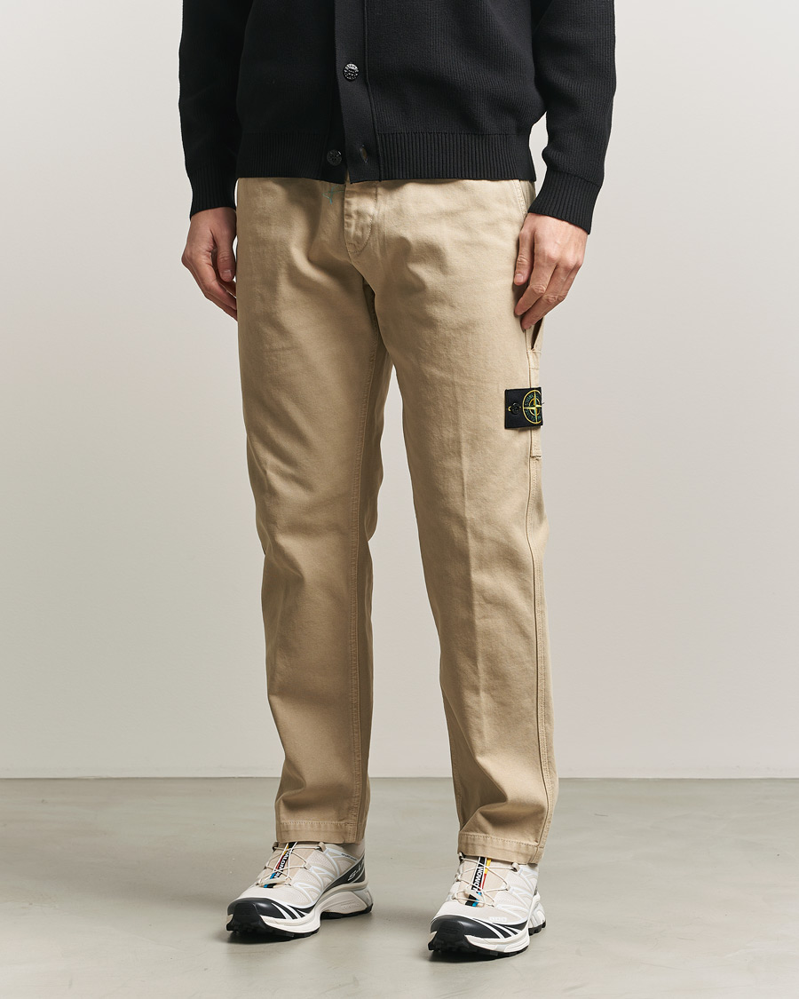 Herr | Byxor | Stone Island | Organic Panama Cotton Trousers Desert
