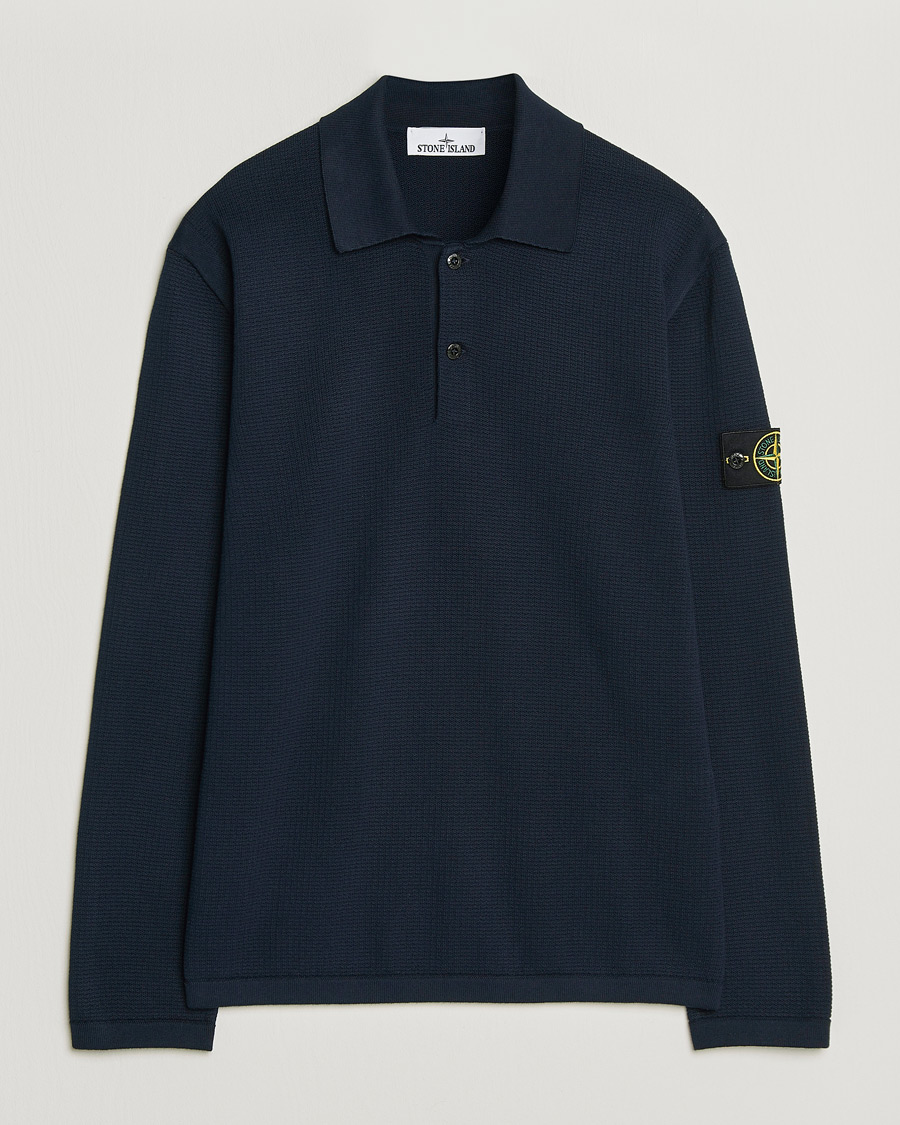 Herr | Tröjor | Stone Island | Micro Stitch Knitted Cotton Polo Navy