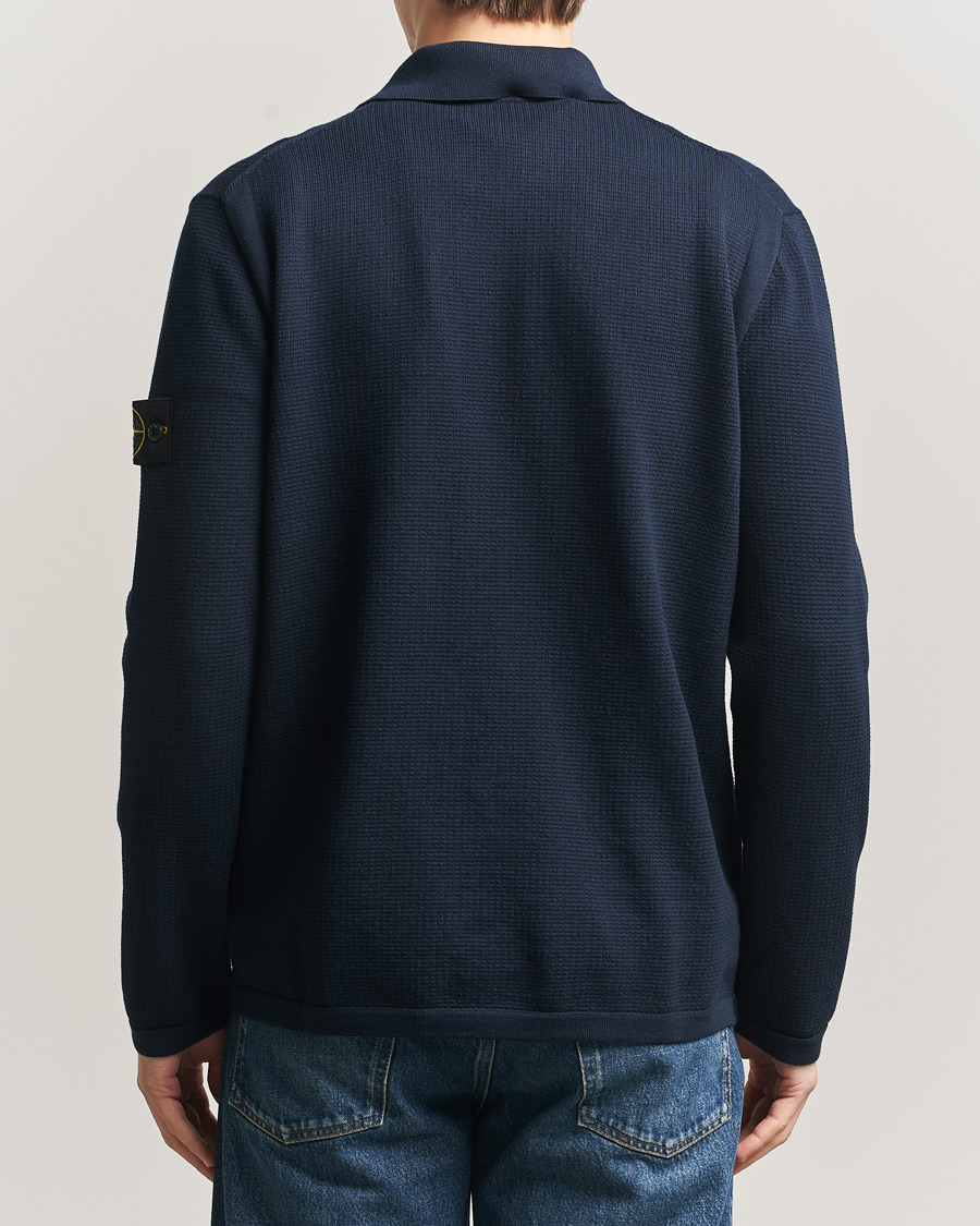 Herr | Tröjor | Stone Island | Micro Stitch Knitted Cotton Polo Navy