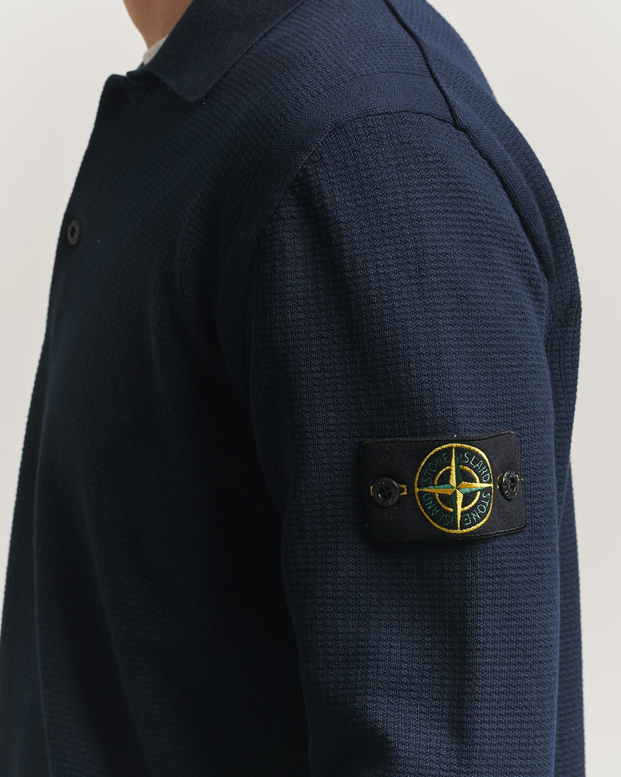 Herr | Tröjor | Stone Island | Micro Stitch Knitted Cotton Polo Navy