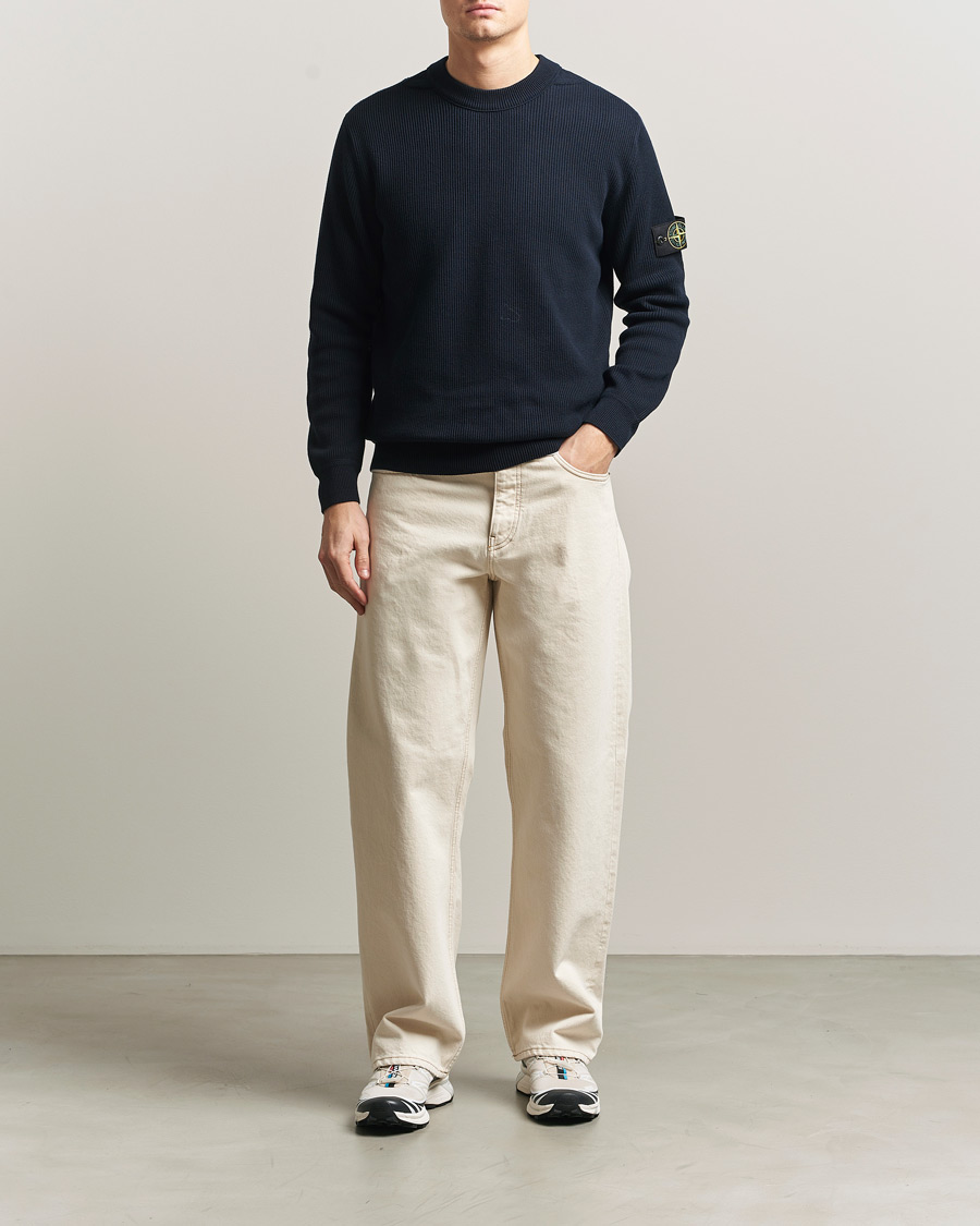 Herr | Tröjor | Stone Island | Ribbed Soft Organic Cotton Crewneck Navy