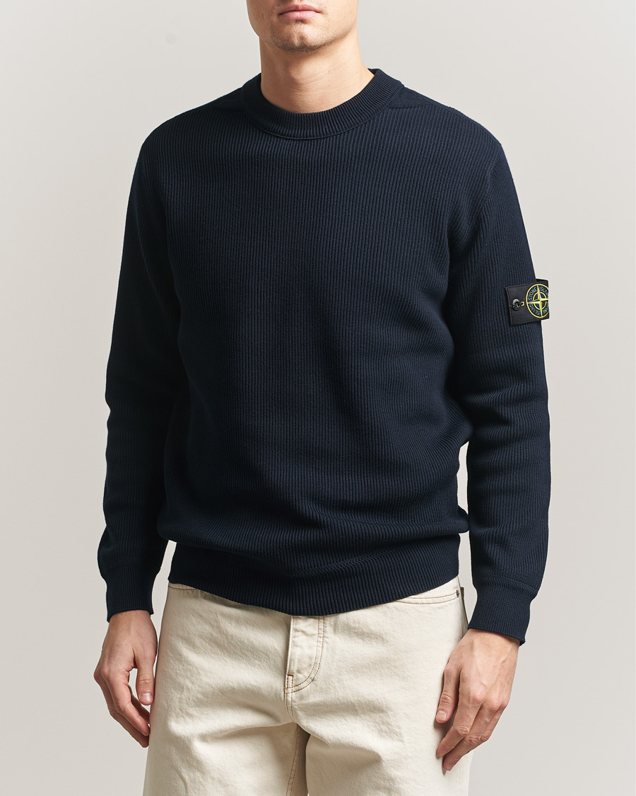 Herr | Tröjor | Stone Island | Ribbed Soft Organic Cotton Crewneck Navy