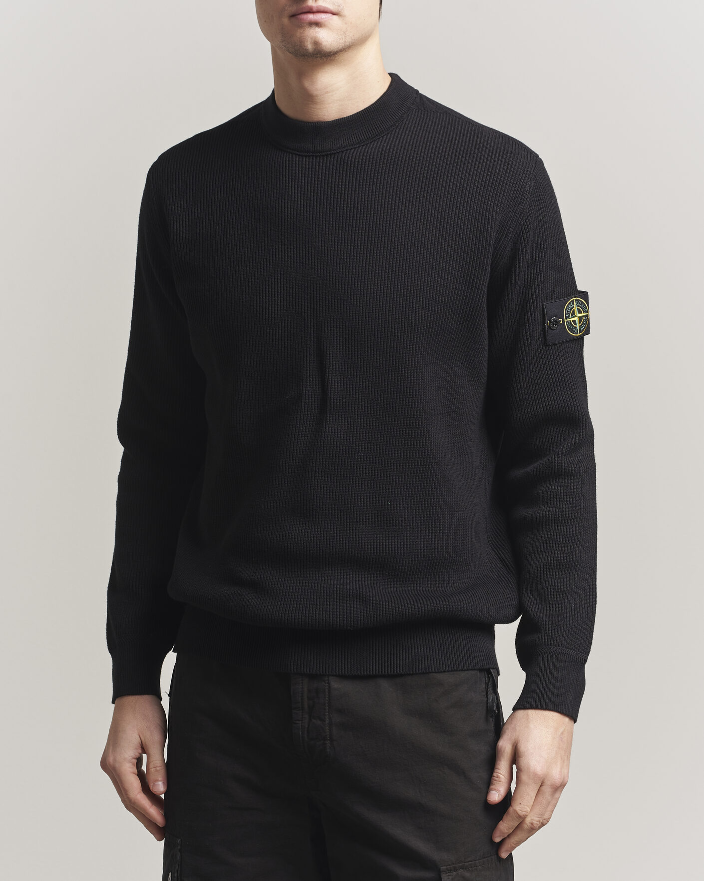 Herr | Tröjor | Stone Island | Ribbed Soft Organic Cotton Crewneck Black