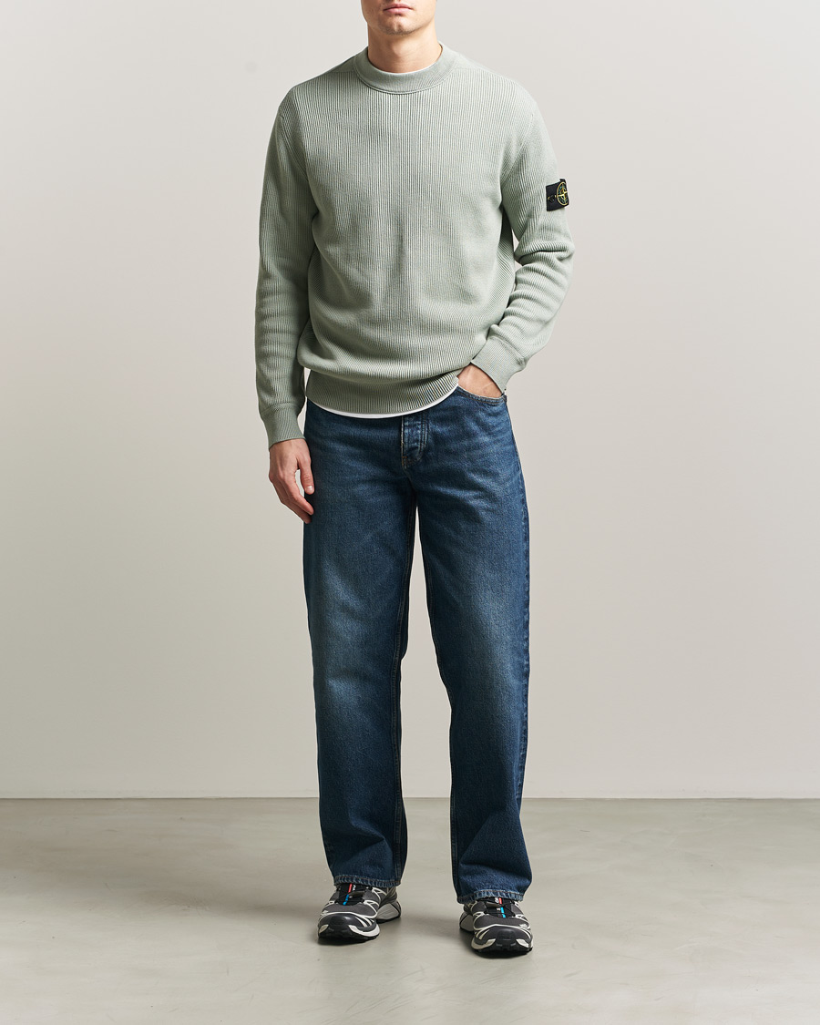 Herr | Tröjor | Stone Island | Ribbed Soft Organic Cotton Crewneck Sage