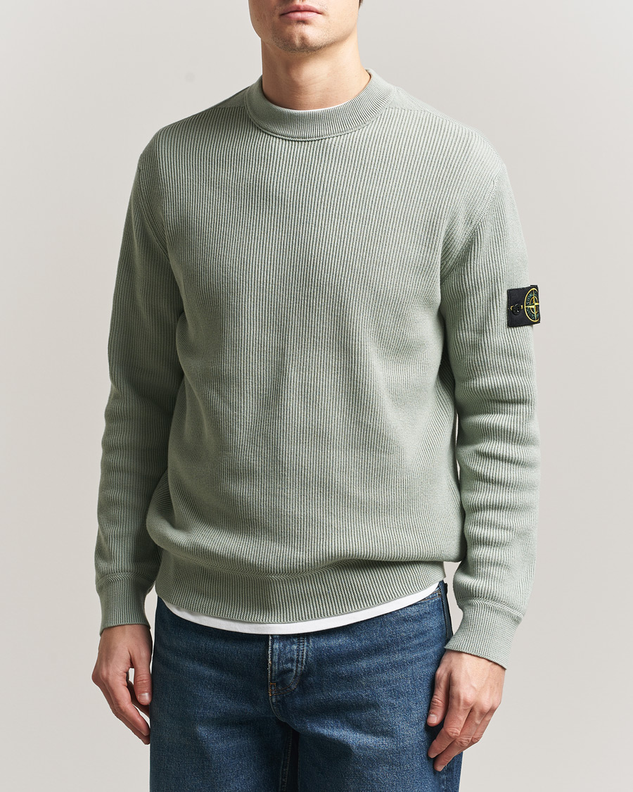 Herr | Tröjor | Stone Island | Ribbed Soft Organic Cotton Crewneck Sage