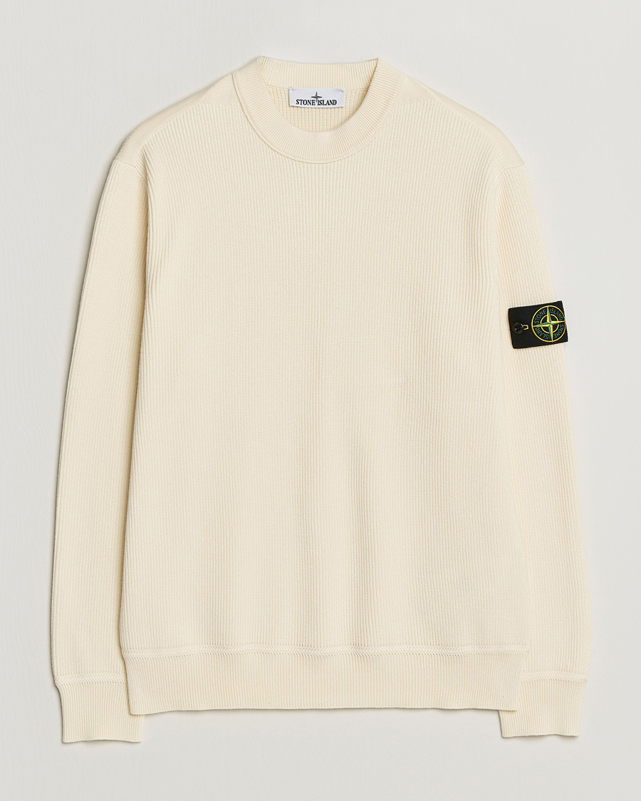 Herr | Tröjor | Stone Island | Ribbed Soft Organic Cotton Crewneck Ivory