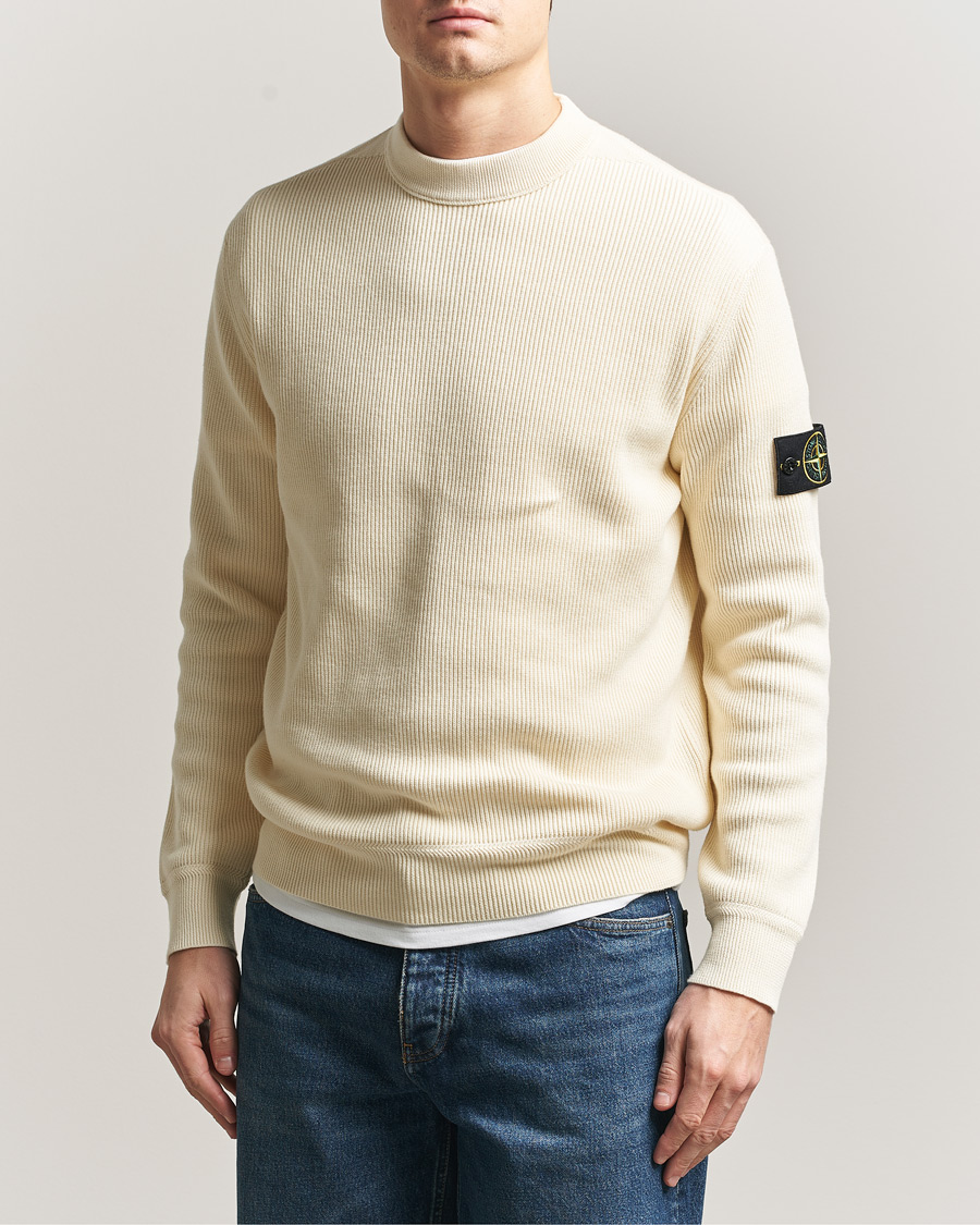 Herr | Tröjor | Stone Island | Ribbed Soft Organic Cotton Crewneck Ivory