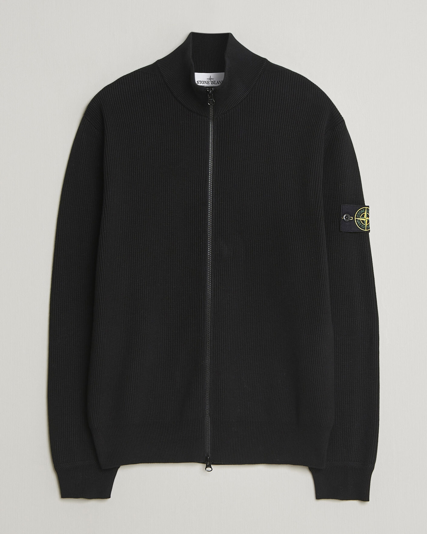 Herr | Tröjor | Stone Island | Ribbed Soft Organic Cotton Full Zip Black