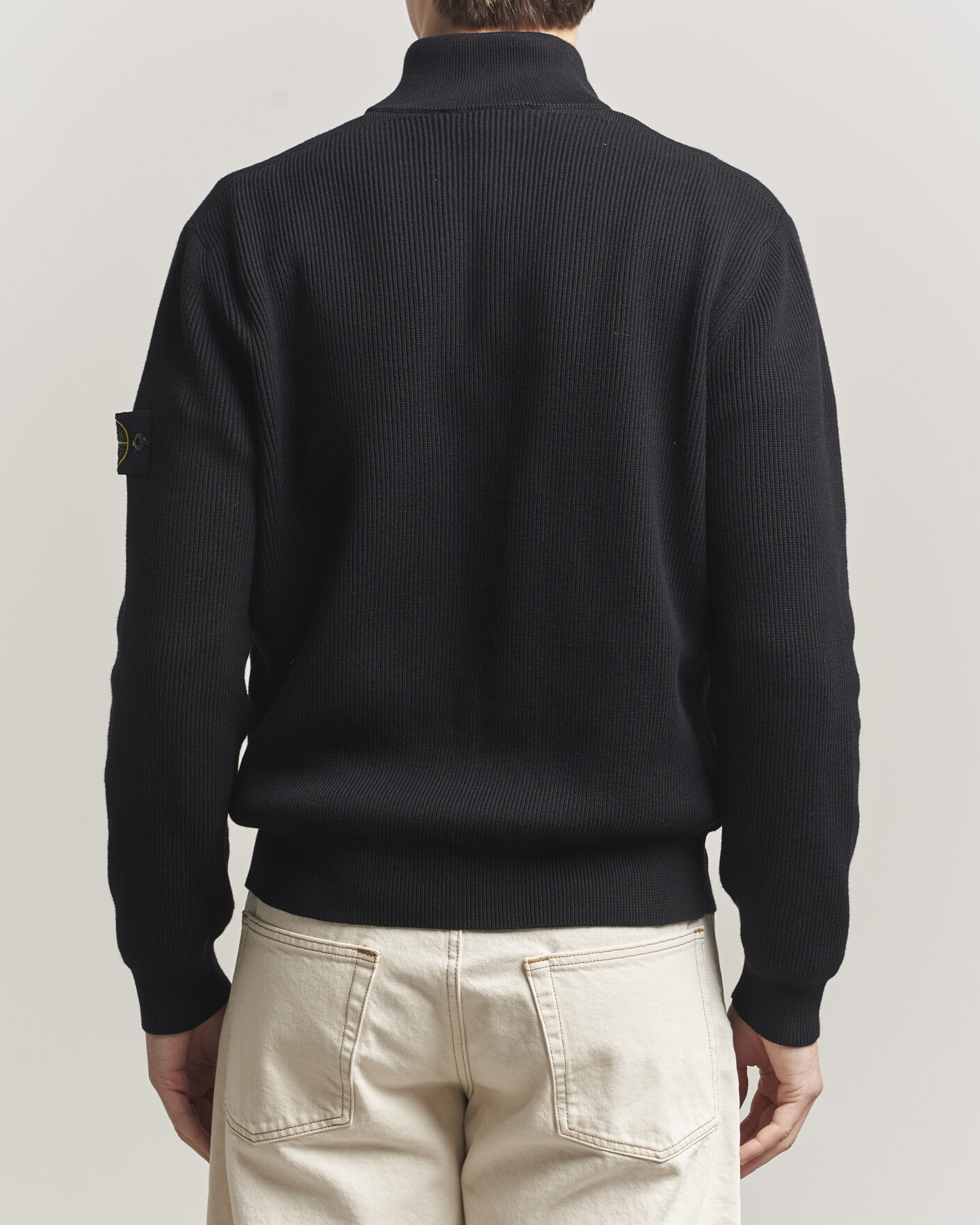 Herr | Tröjor | Stone Island | Ribbed Soft Organic Cotton Full Zip Black
