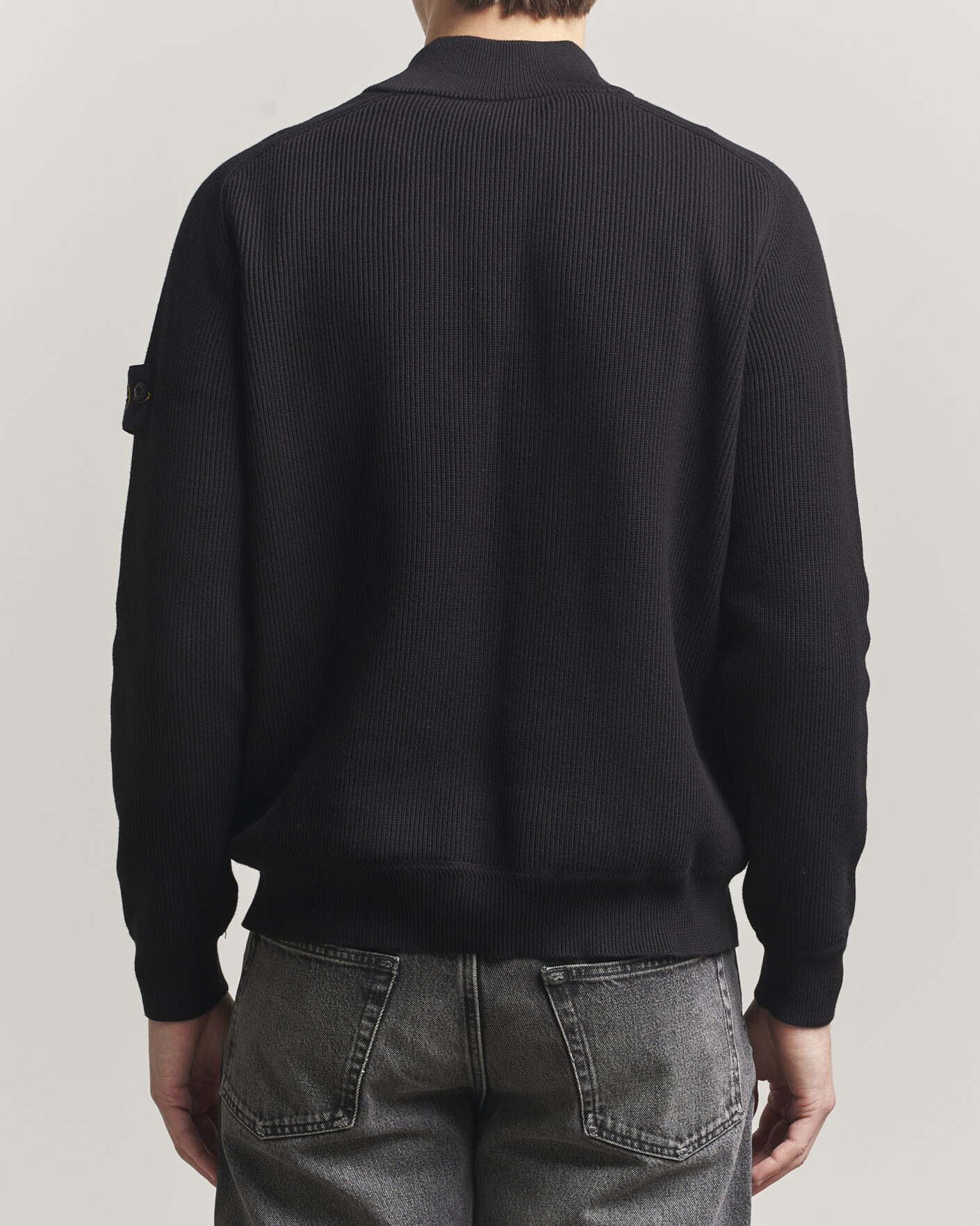 Herr | Tröjor | Stone Island | Ribbed Soft Organic Cotton Half Zip Black