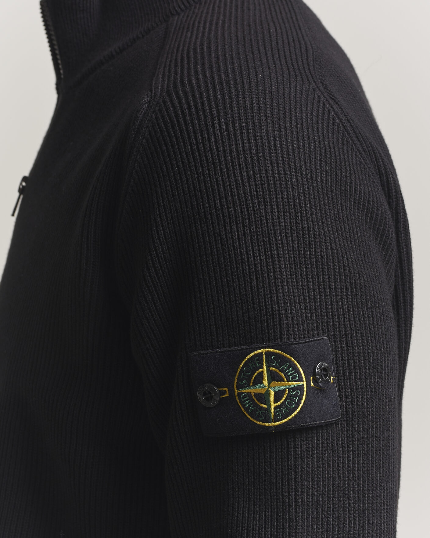 Herr | Tröjor | Stone Island | Ribbed Soft Organic Cotton Half Zip Black