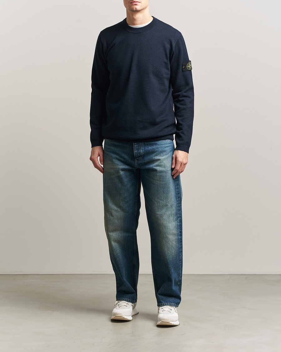 Herr | Tröjor | Stone Island | Micro Stitch Soft Organic Cotton Crewneck Navy
