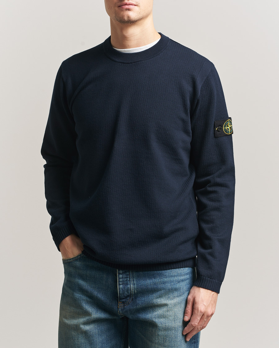Herr | Tröjor | Stone Island | Micro Stitch Soft Organic Cotton Crewneck Navy