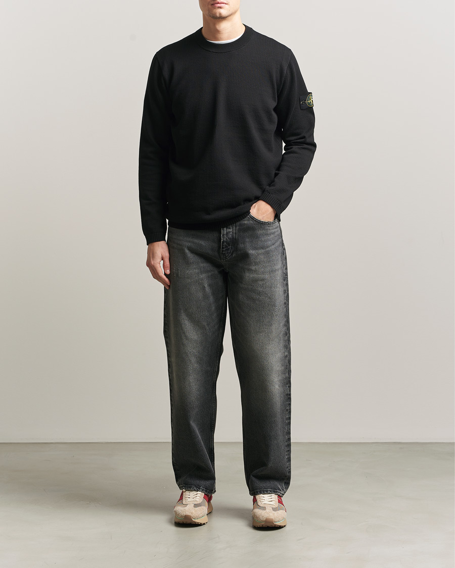 Herr | Tröjor | Stone Island | Micro Stitch Soft Organic Cotton Crewneck Black