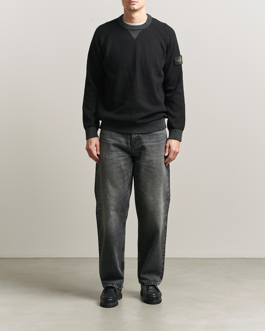 Herr | Tröjor | Stone Island | Raw Hand Organic Cotton Raglan Crewneck Black