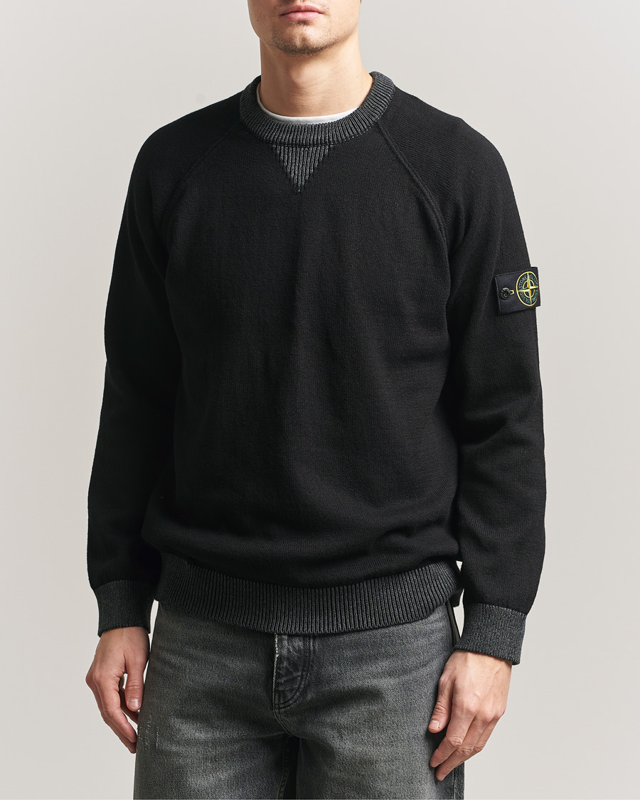 Herr | Tröjor | Stone Island | Raw Hand Organic Cotton Raglan Crewneck Black