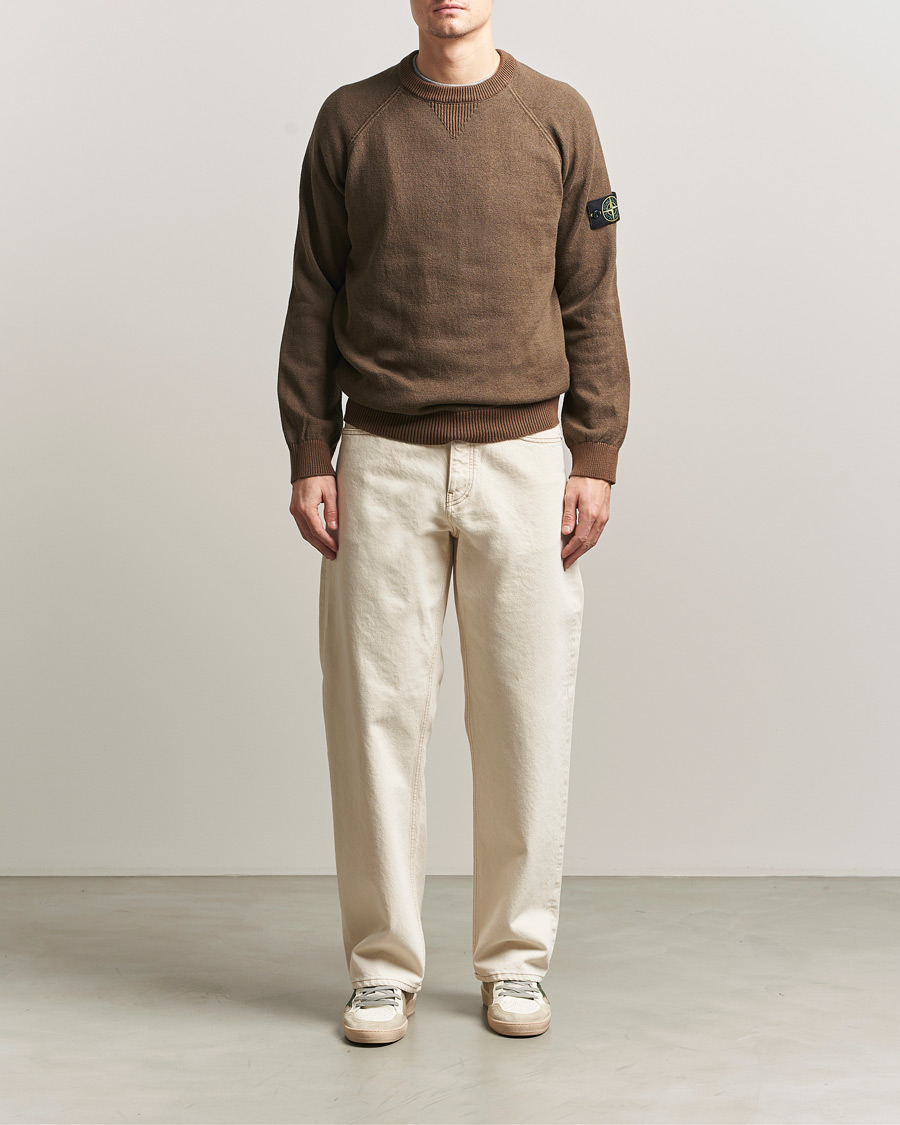 Herr | Tröjor | Stone Island | Raw Hand Organic Cotton Raglan Crewneck Umber