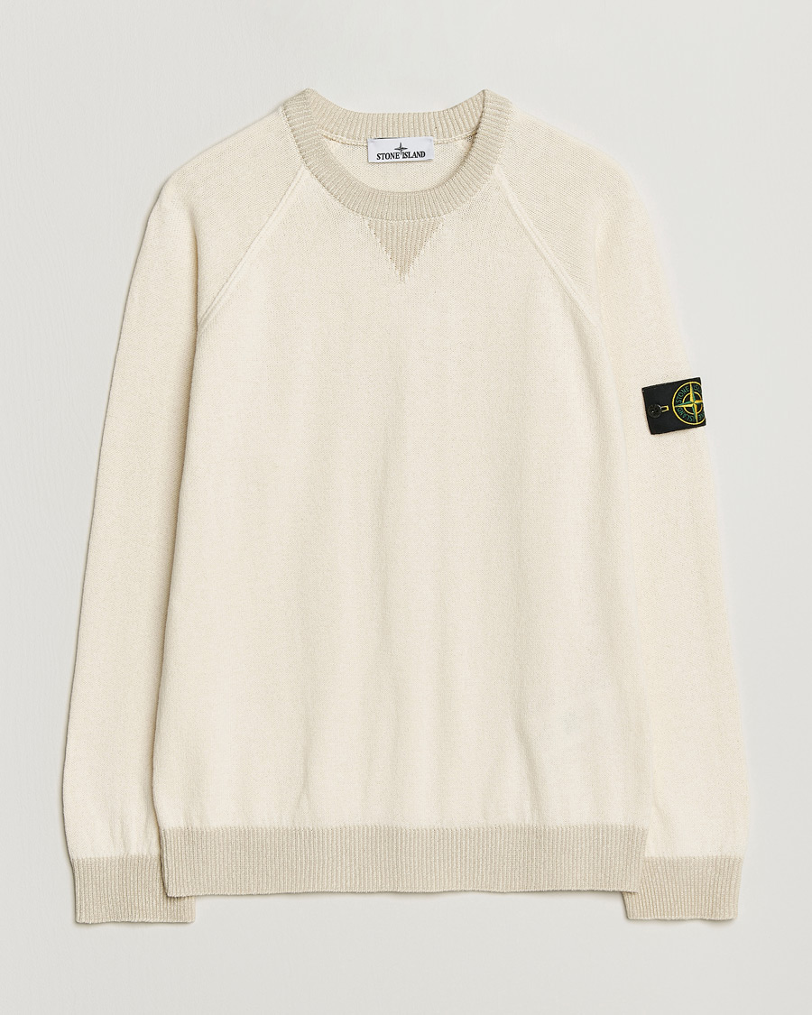 Herr | Tröjor | Stone Island | Raw Hand Organic Cotton Raglan Crewneck Ivory