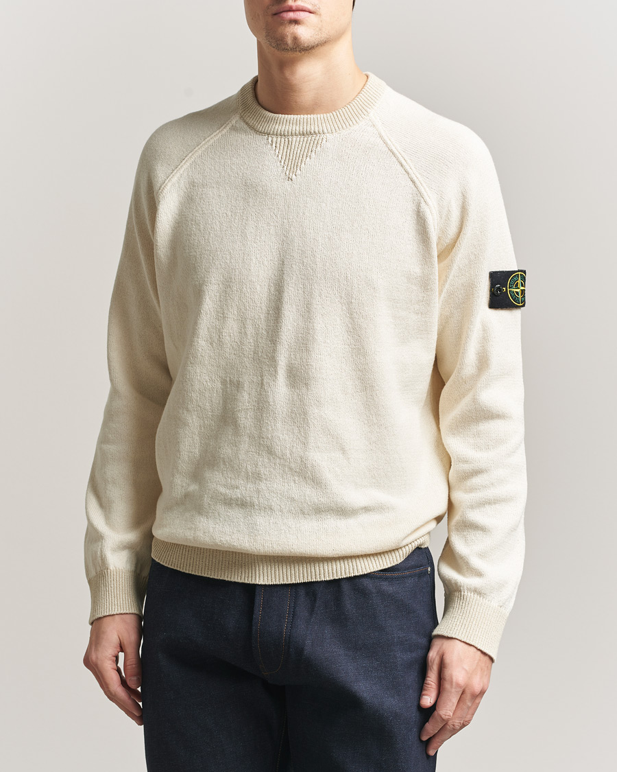 Herr | Tröjor | Stone Island | Raw Hand Organic Cotton Raglan Crewneck Ivory
