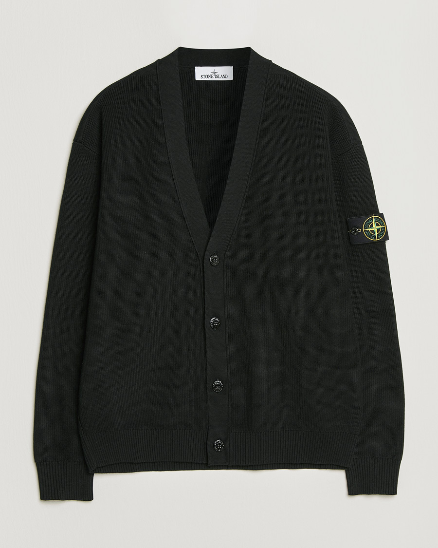 Herr | Tröjor | Stone Island | Ribbed Soft Organic Cotton Cardigan Black