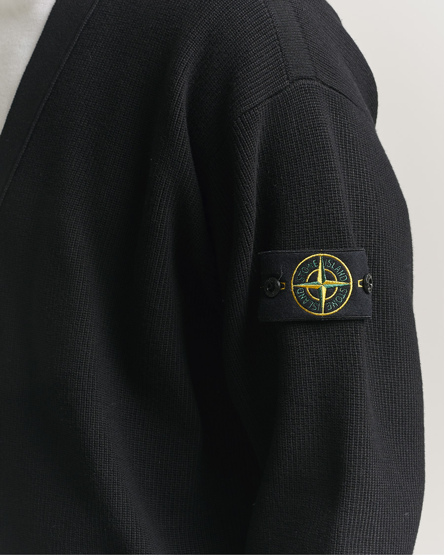Herr | Tröjor | Stone Island | Ribbed Soft Organic Cotton Cardigan Black