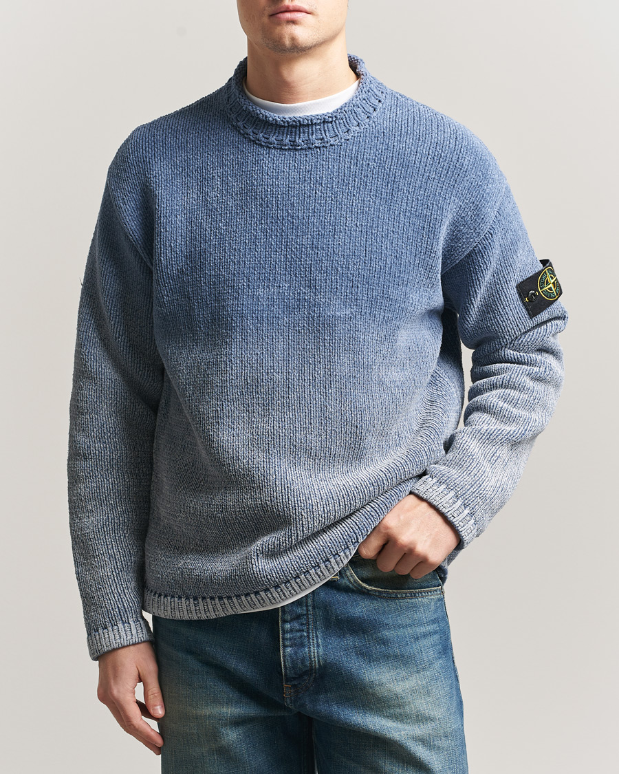 Herr | Tröjor | Stone Island | Cotton Chenille Degrade Print Crewneck Dark Blue