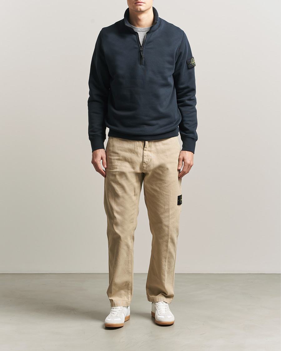 Herr | Tröjor | Stone Island | Garment Dyed Fleece Half Zip Navy