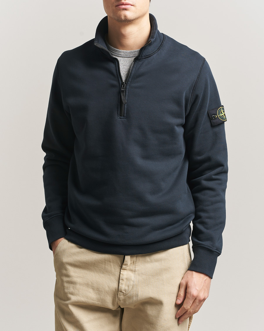Herr | Tröjor | Stone Island | Garment Dyed Fleece Half Zip Navy