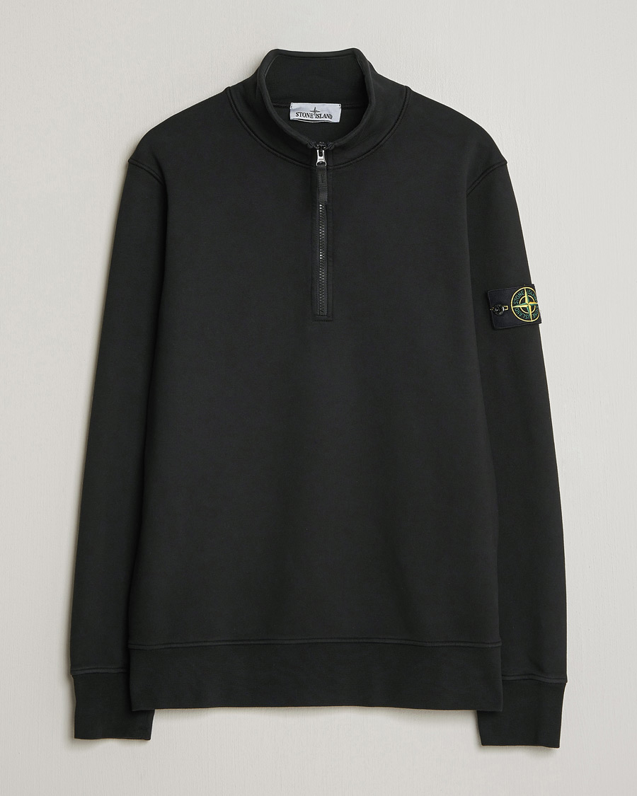 Herr | Tröjor | Stone Island | Garment Dyed Fleece Half Zip Black