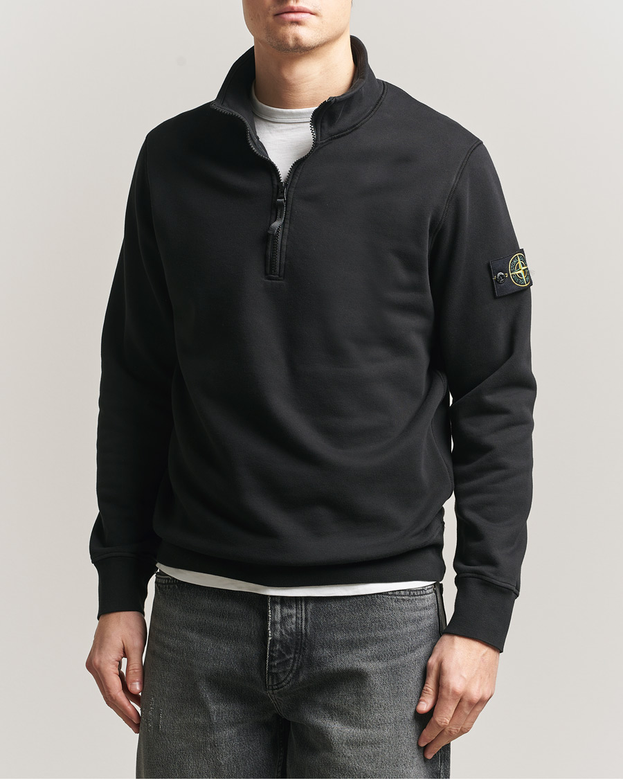 Herr | Tröjor | Stone Island | Garment Dyed Fleece Half Zip Black
