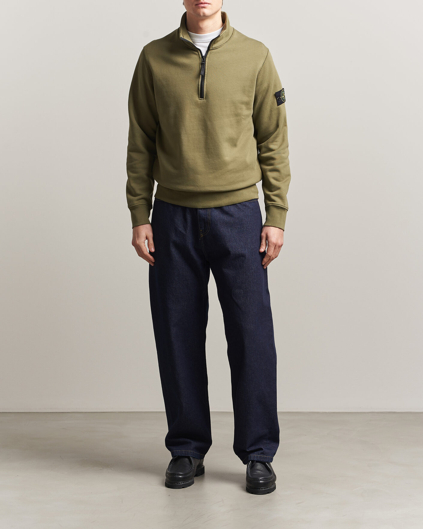 Herr | Tröjor | Stone Island | Garment Dyed Fleece Half Zip Military Green