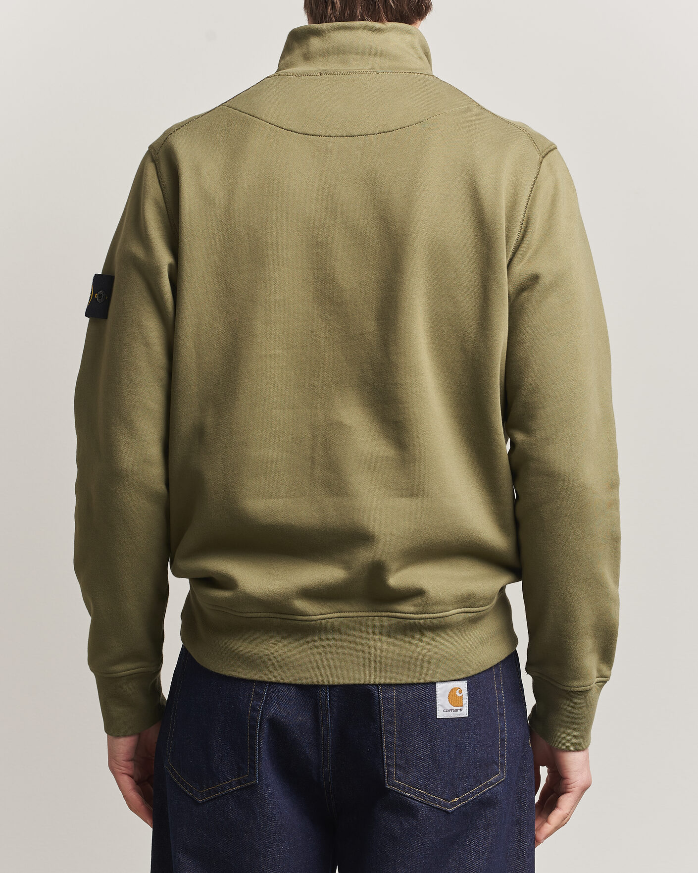 Herr | Tröjor | Stone Island | Garment Dyed Fleece Half Zip Military Green