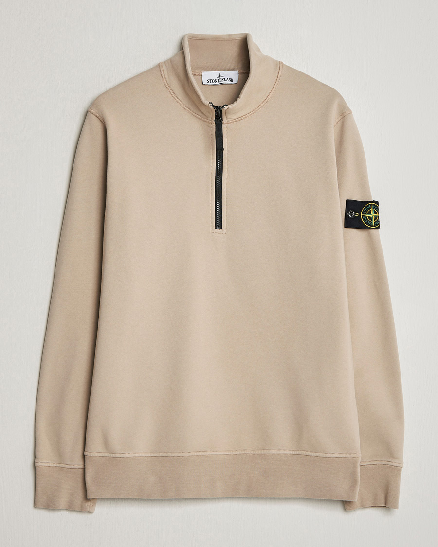 Herr | Tröjor | Stone Island | Garment Dyed Fleece Half Zip Desert