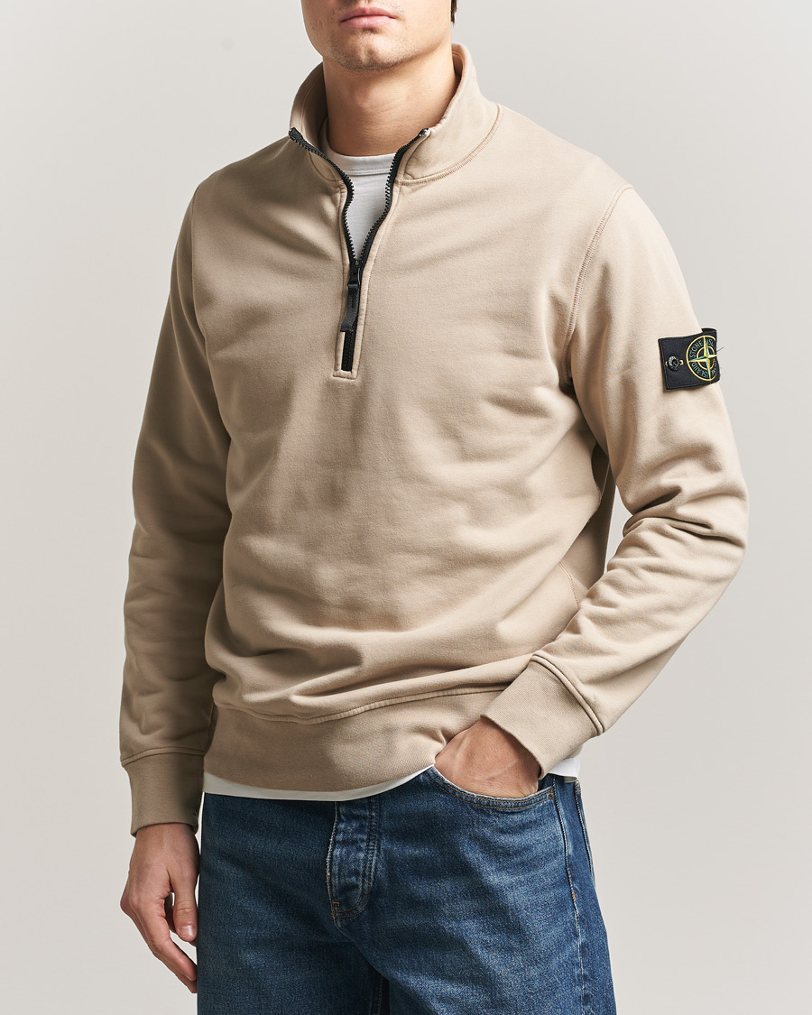 Herr | Tröjor | Stone Island | Garment Dyed Fleece Half Zip Desert