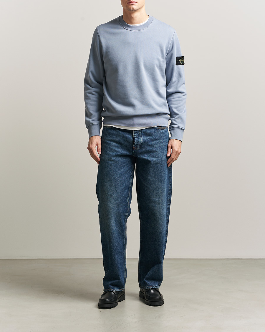 Herr | Tröjor | Stone Island | Garment Dyed Fleece Sweatshirt Dark Blue