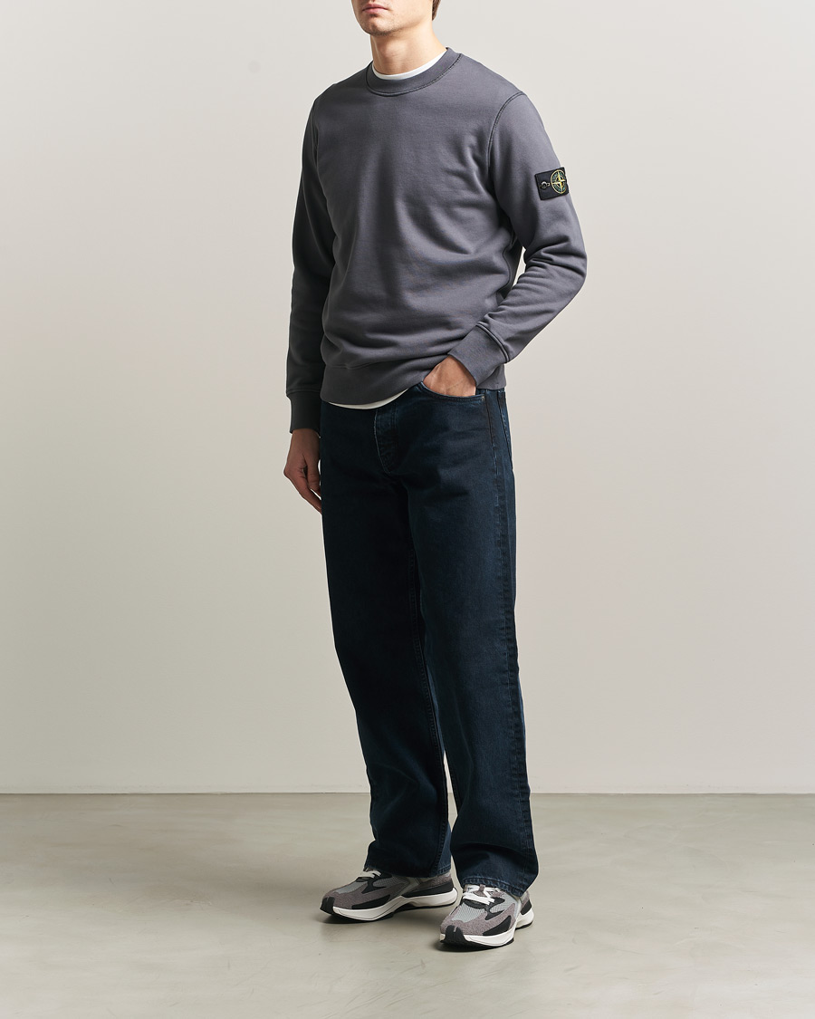 Herr | Tröjor | Stone Island | Garment Dyed Fleece Sweatshirt Blue/Grey
