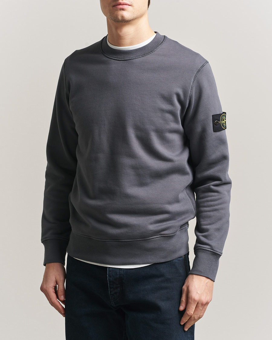 Herr | Tröjor | Stone Island | Garment Dyed Fleece Sweatshirt Blue/Grey