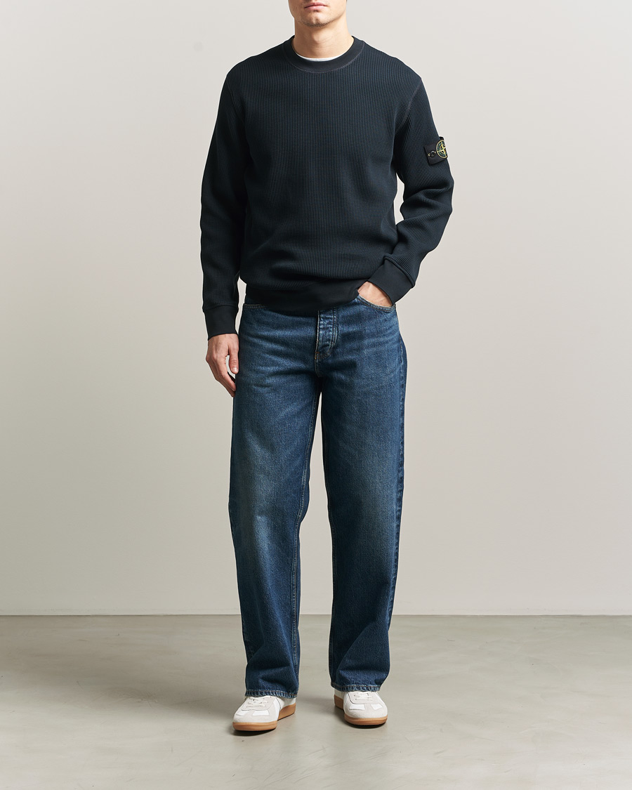 Herr | Tröjor | Stone Island | Organic Cotton Waffle Fleece Sweatshirt Navy