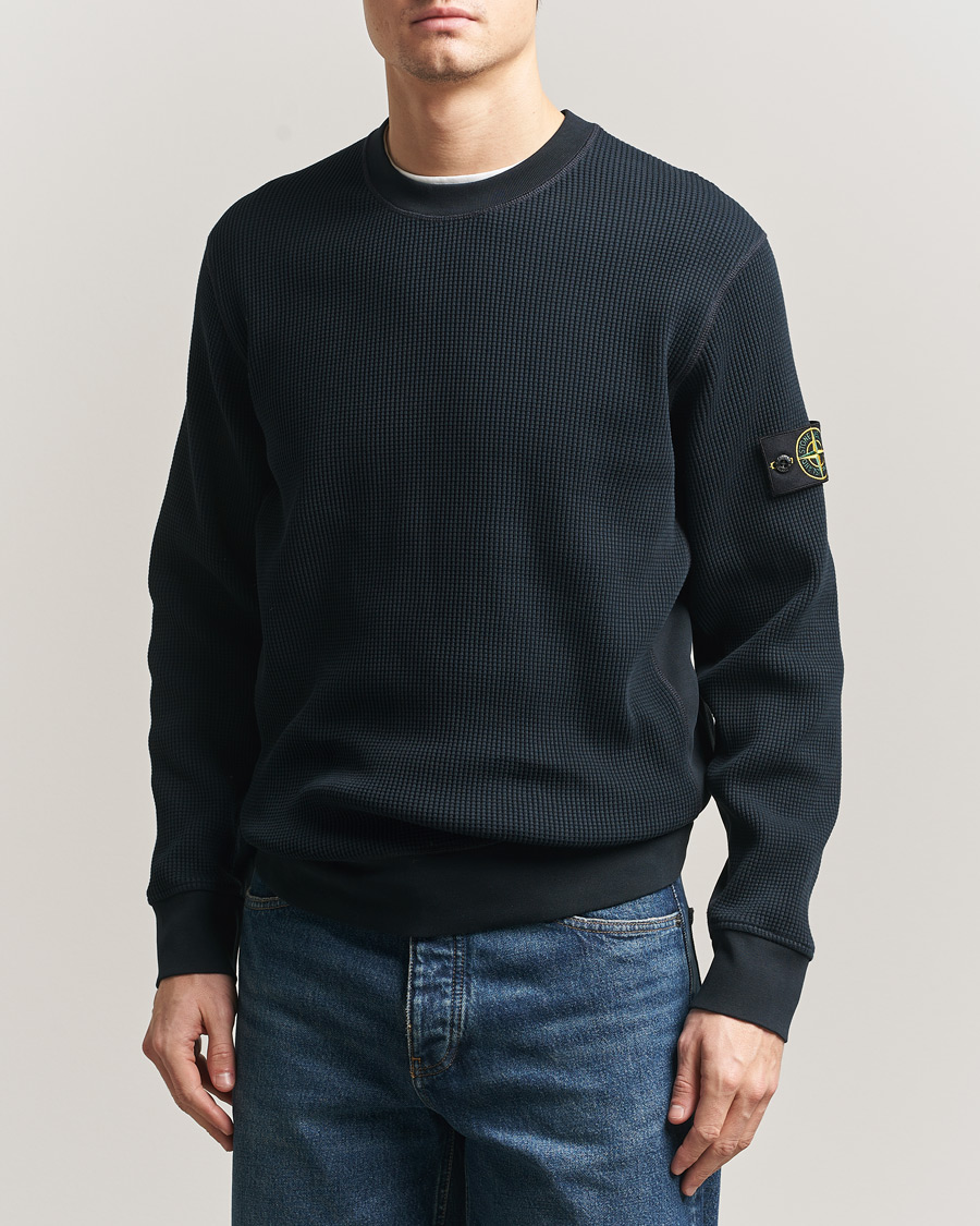 Herr | Tröjor | Stone Island | Organic Cotton Waffle Fleece Sweatshirt Navy