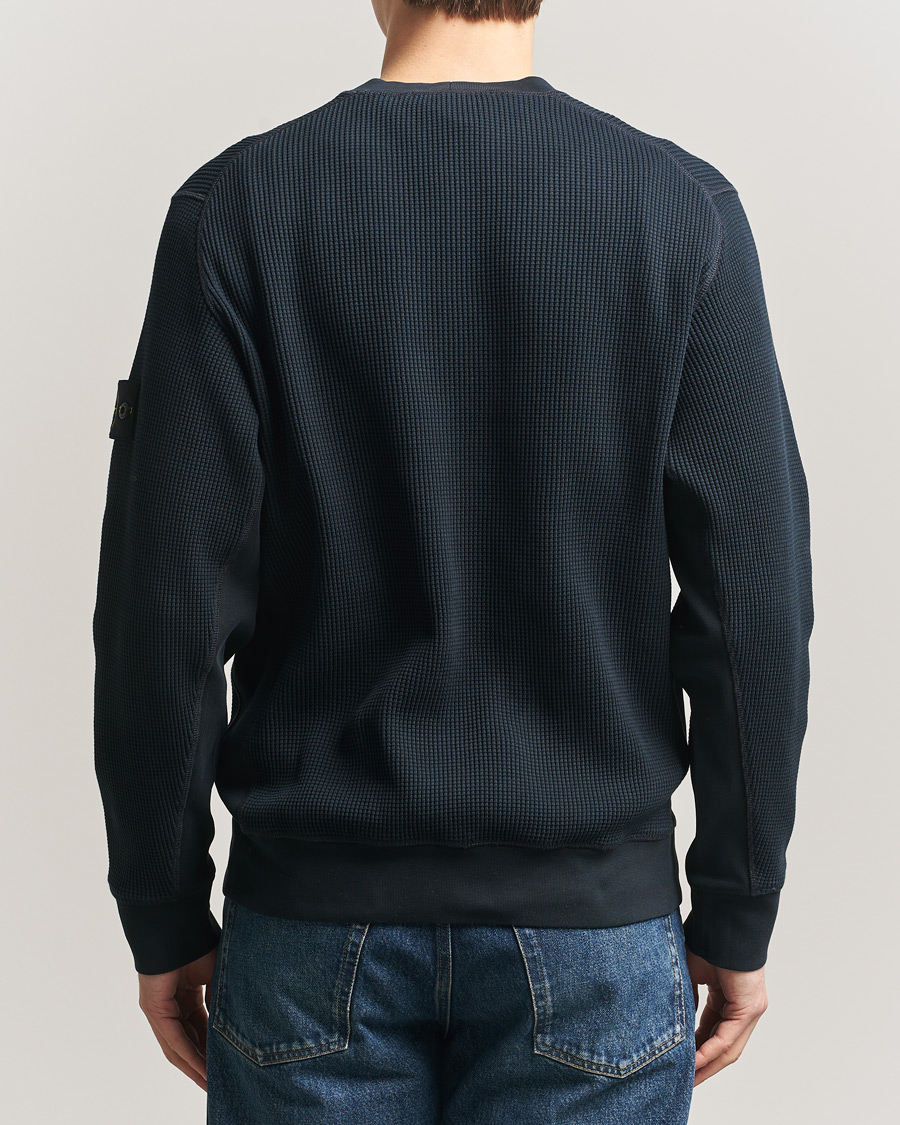 Herr | Tröjor | Stone Island | Organic Cotton Waffle Fleece Sweatshirt Navy